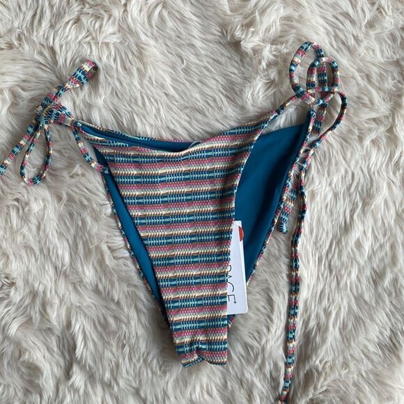 L*Space Blue Lennox Stripped Pattern Bikini Bottom Woman's Small - Picture 4 of 8